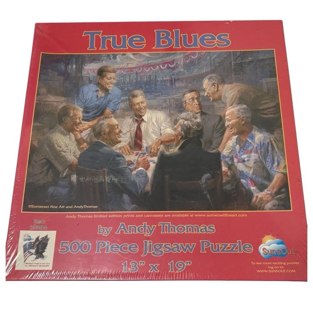 True Blues Andy Thomas 500 pc Jigsaw Puzzle Presidents Democrat Poker
